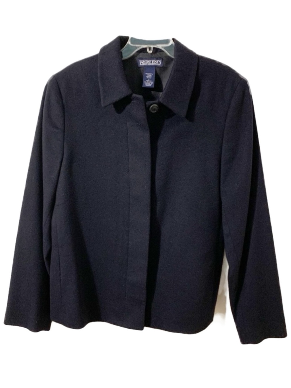 Vintage Lands’ End Cashmere Lambswool Blend Jacket Lined Button Front Collared